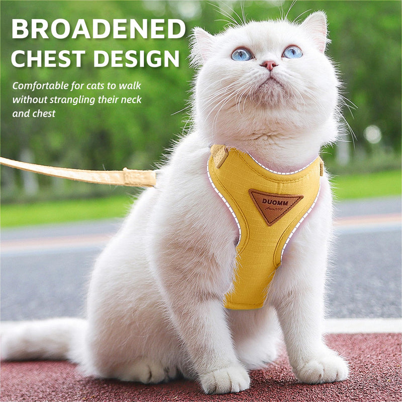 Escape-Proof Cat Harness and Leash Set - Adjustable and Comfortable - Ideal for Walking Cat Outdoors - Fits Small Dogs, Kittens, Medium, and Large Cats (Yellow, XS) Yellow - PawsPlanet Australia