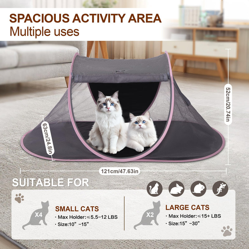 X-ZONE PET Outdoor Cat Tent, Pop Up Cat Playpen, Pet Enclosure Suitable Birds and Small Animals Pink