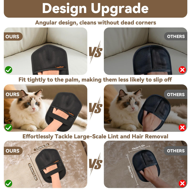 Washable Reusable Pet Hair Remover Glove for Dog & Cat Hair – Electrostatic Fur Removal Tool for Laundry, Clothes, Sofa, Carpet & Car Seats – Easy Clean Lint Remover for Pet Owners(orange 2pcs) orange 2pcs - PawsPlanet Australia