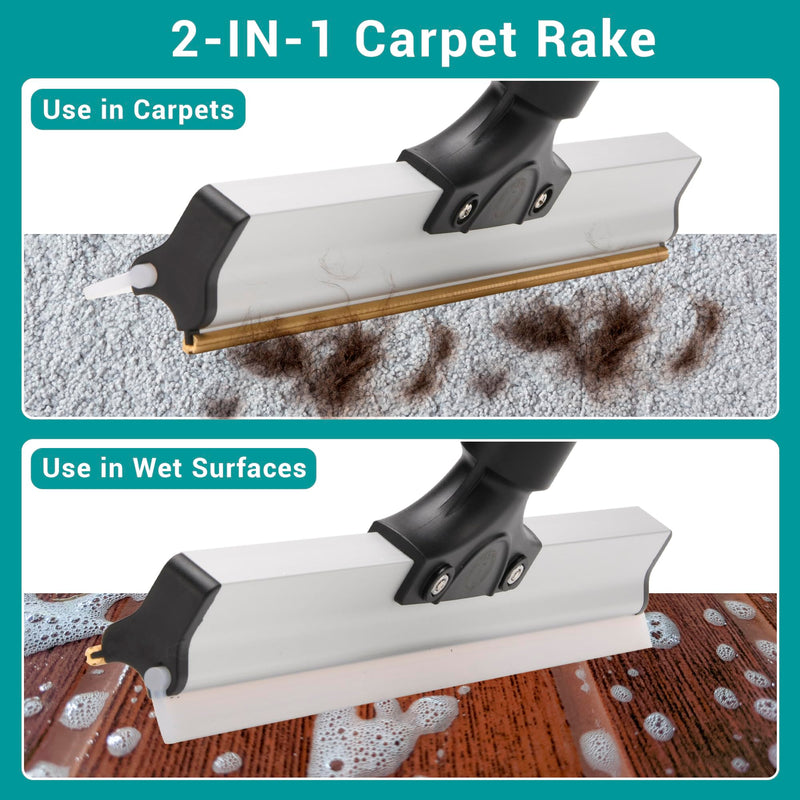 62" Carpet Rake for Pet Hair Removal – Adjustable Carpet Broom Bundle with Carpet Scraper & Hair Picker, Pet Hair Removal Tool for Dog & Cat Hair, Rug Rake Carpet Brush for Furniture & Carpets - PawsPlanet Australia