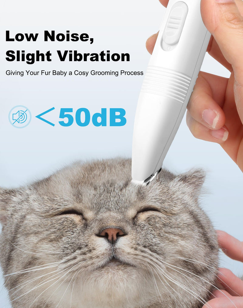 Dog Grooming Clippers, Dog Paw Trimmer with Detachable Ceramic Blade for Trimming Small Areas of Pet's Hair, Low Noise Paw Grooming Shaver for Cat's Eyes Face Ears Paws (White) White - PawsPlanet Australia