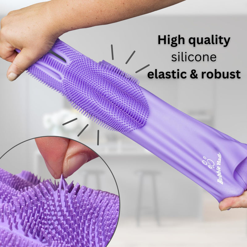 Dog Washing Gloves with Bristle Scrubbers, Reusable Silicone Gloves ideal for Pet Bathing, Massaging & Grooming (Purple) Purple - PawsPlanet Australia