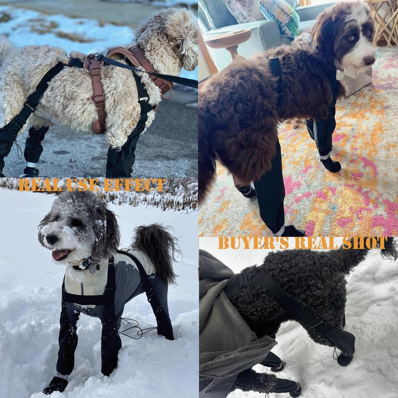 yucca Dog Suspender Booties, Paw Boot Leggings Anti-Slip, Pet Snow Pants with Attached Boots Waterproof, Adjustable Suspender Shoes for Dogs Winter Snow Rain Hiking Paws Protector Basic S - PawsPlanet Australia