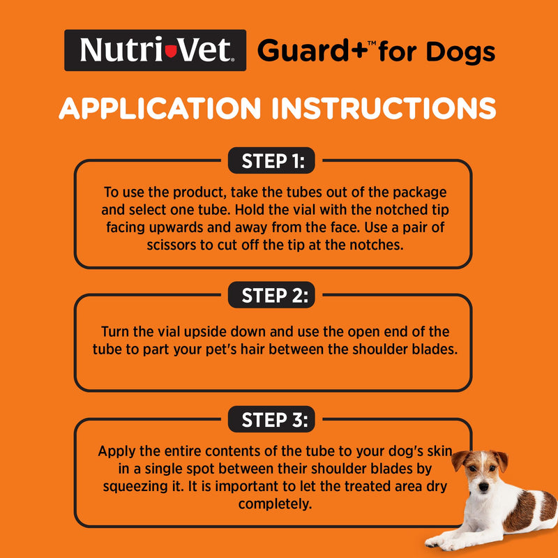 Nutri-Vet Guard+ for Dogs - Flea & Tick Prevention for Small Dogs 5-22 lbs. - Waterproof - 30 Days of Protection - 3 Month Supply