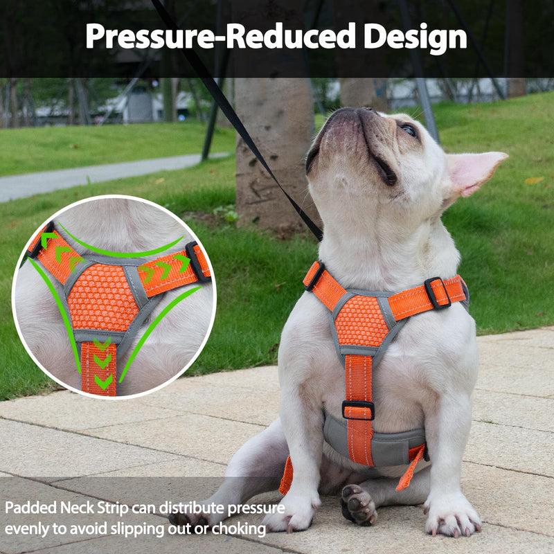 Huntboo Escape Proof Dog Harness, Escape Artist Harness, Reflective Dog Harness with Handle, Durable,Adjustable Vest for Small Medium Large Dogs Walking, Training, and Running Gear(Orange,S) Small(Pack of 1) Orange