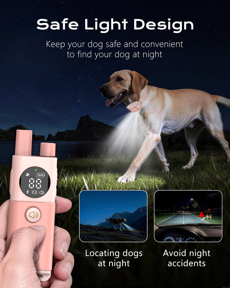 Jugbow Shock Collar for Dogs - 4200FT Remote Training Collar for 15-120lbs Small Medium Large Dog, LED Light & Waterproof Electric Collars with 3 Training Mode for All Breeds (Pink) Pink - PawsPlanet Australia