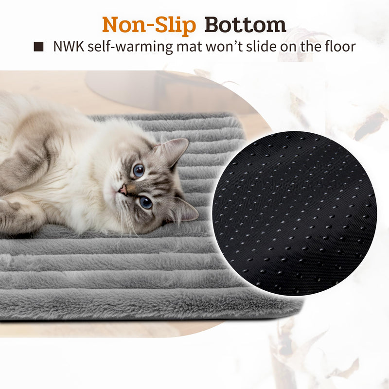 NWK Pack of 4 Fluffy Self Warming Cat Mat, Cat Blanket, Thermal Dog Mat, Washable, Non-Slip Bottom for Sofa & Crate & Kennel & Car Seat (Misty Gray, Small (19'' X 15'' X 0.7'')) Misty Gray Small (19'' X 15'' X 0.7'') - PawsPlanet Australia