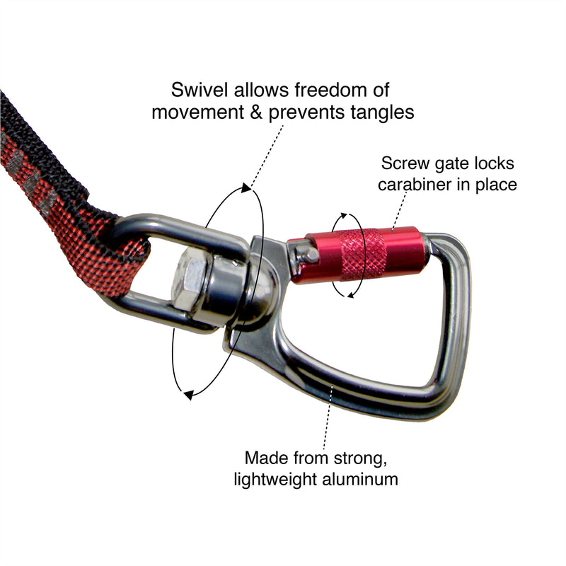 Kurgo Swivel Seatbelt Tether for Dogs, Car Seat Belt for Pets, Adjustable Dog Safety Belt Leash, Quick & Easy Installation, Works with Any Pet Harness, Swivel Tether Carabiner Clip (Red) Red - PawsPlanet Australia