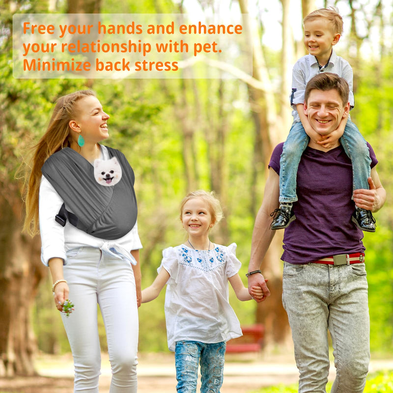CUBY Swaddle Dog Sling Carrier for Small Dogs, Front Pet Sling Carrier Chest,Hands Free Adjustable Cat Sling Carrier Soft Cotton Reducing Pain Puppy Sling Carrier for Small Pet Up to 10lb (Dark Gray) Dark Gray - PawsPlanet Australia