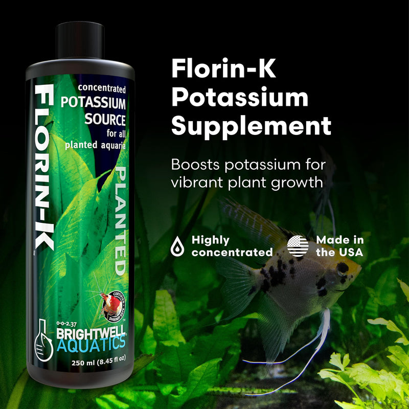 Brightwell Aquatics Florin-K High-Purity Potassium Supplement for Freshwater Aquariums Supports Photosynthesis, Growth & Enzyme Activation, Shrimp Safe, 500 ml 500-ml
