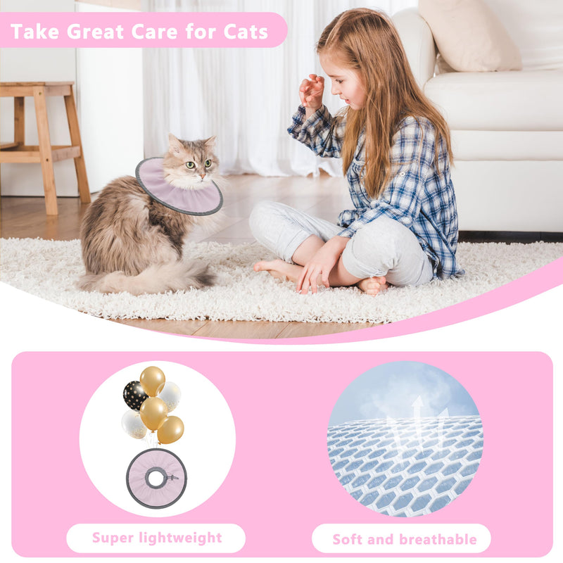 Seyezo Lightweight Cat Cone Collar Soft, Soft Comfortable Kitten Recovery Collar After Surgery, Elizabethan E Collar for Cats, Cone for Cats to Stop Licking (Pale Pink, Large) Pale Pink