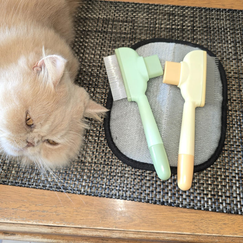 2 PCS Cat Comb Dog Comb Tool, 1 PCS Pet Hair Removal Gloves Brush, Reusable Pet Cat Dog Hair Removal Grooming Gloves Brush Tool (2PCS+1PCS) 2PCS+1PCS - PawsPlanet Australia