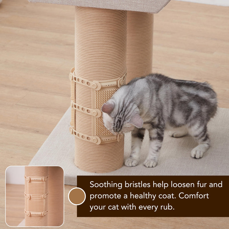 2Pcs PetPals Anywhere Cat Massager with Adjustable Bands and Soft Silicone Bristles, Fits Cat Trees, Furniture & More, Soothing, Easy-to-Clean Grooming Tool for Indoor Cats B-Beige - PawsPlanet Australia