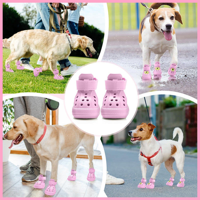 Nasjac Dog Shoes for Hot Pavement - Breathable Dog Sandals with Non Slip Soles & Reflective Straps, Easy ON & Off, Easy-Clean Summer Outdoor Pet Boots for Small Medium Large Dogs, Pink, 7 #7 (Width 2.36 in) for 38-58 lbs - PawsPlanet Australia