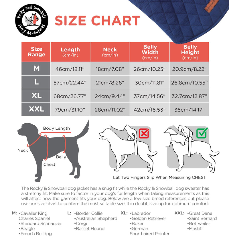 Rocky 2-in-1 Reversible Dog Jacket - Waterproof Snow Coat for Medium & Large Dogs Navy - PawsPlanet Australia