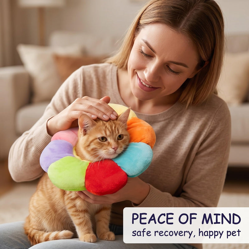Cat neck brace size S, 1 piece, soft lick protection collar for cats and small dogs, Elizabethan collar, colorful, post-surgery