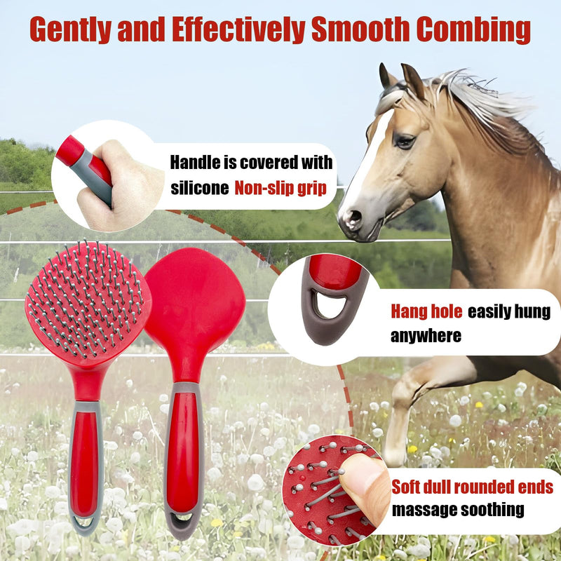 Horse Mane & Tail Combs Horse Brushes Shedding Brush Grooming Tool for Thick Coats Equine Long Haired Dogs - PawsPlanet Australia