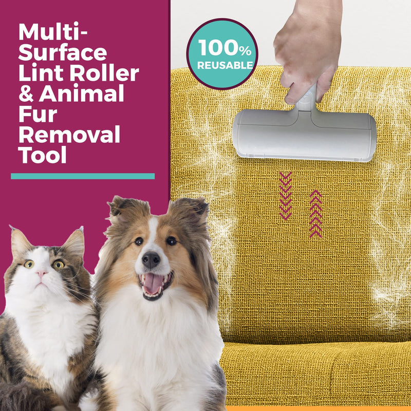 Self-Cleaning Pet Hair Remover Roller with Non Slip Rubber Handle, Dog and Cat Fur Hair Removal Cleaner Tool, Reusable Lint Remover for Clothes, Furniture, Coach Carpet Sofa or Car Seat - PawsPlanet Australia