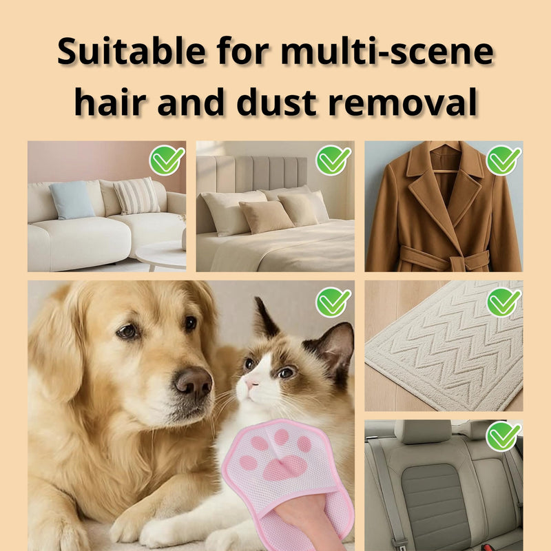 2025 Upgrade Electrostatic Pet Hair Removal Glove, A Reusable Pet Hair Remover Tool for Cats, Dogs, Clothing, Couches, Carpets(Pink Glove, Dog Keychain) Pink - PawsPlanet Australia
