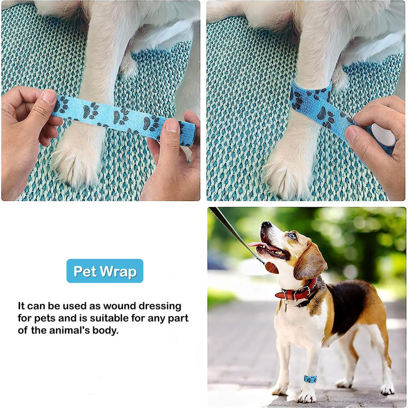 Self Adhesive Bandage Wrap, 9 Pcs 2 inch x 5 Yards, Self-Adhesive Non-Woven Tape, Pet Wrap for Dogs Horses Pet Animals for Wrist Healing Ankle Sprain and Swelling(2 Inch Claw) - PawsPlanet Australia