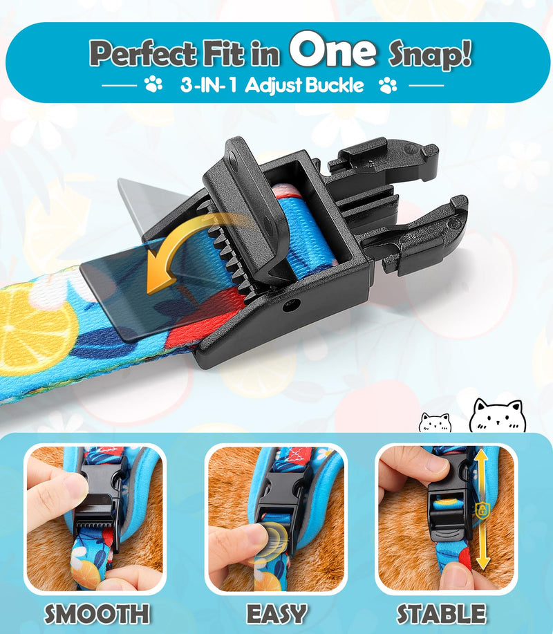 Halypet Cat Harness and Leash Set[MAX Safety 4th-Gen] Cute Escape Proof Vest Harness for Girl&Boy Cat Walking, Comfortable Adjustable Leash and Reflective Strips for Outdoor Kitten, M Azure Floral H603 Pro Azure Floral Medium (13-18lb) - PawsPlanet Australia