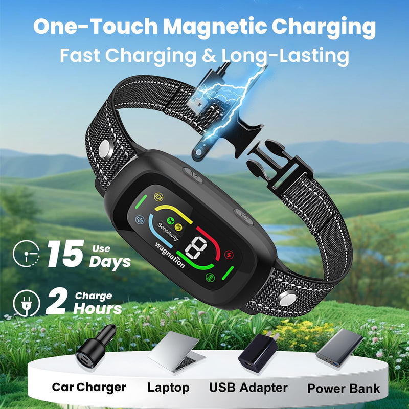 Automatic Dog Bark Collar, Safe Anti Barking Collar with Adjustable Beep Vibration Shock Modes & 9 Sensitivity, IP67 Waterproof Bark Deterrent Device for Large Medium Small Dogs 10-150lbs - PawsPlanet Australia