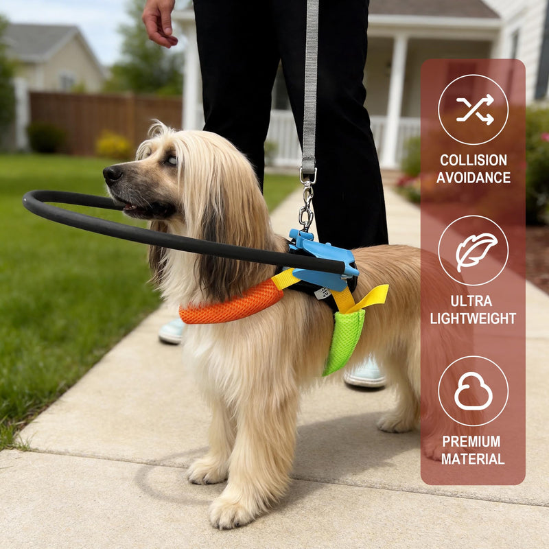 Blind Dog Halo Harness, Adjustable Protective Halo Collar for Blind Dogs,Navigation Assistance for Visually Impaired Pets (XS for 9.5-13.5in) XS for 9.5-13.5in
