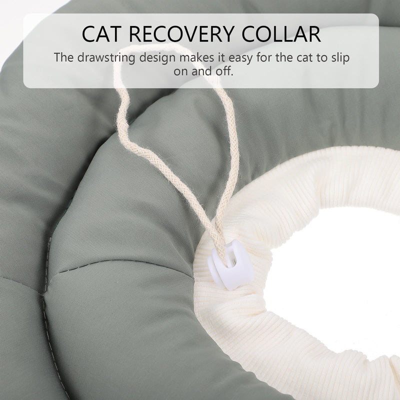 LALAFINA Cat Recovery Collar, Adjustable, Anti-Leak Protection for Post-Surgery Recovery, Green, Size S, Comfortable Cotton Fabric