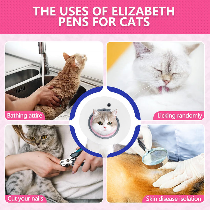 HDKUW Adjustable Cat Cone Collar, Alternative Anti-Lick E-Collar, Protective Recovery Elizabethan Cone After Surgery Recovery & Skin Protection for Kittens Puppy Small Dog to Stop Licking Pink L Neck 9-12in