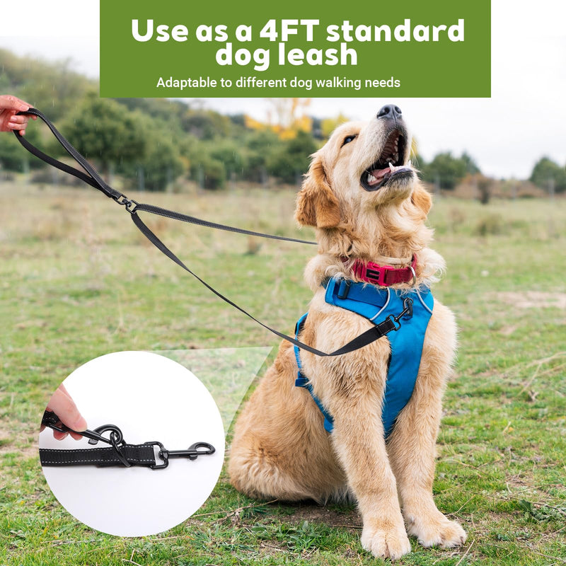 Two Point Control Dog Leash Soft Padded and Reflective Nylon Walking Lead No Tangle Training Leashes Converts to Single Lead Works with No Pull Harnesses for Medium Large Dogs (Black) - PawsPlanet Australia