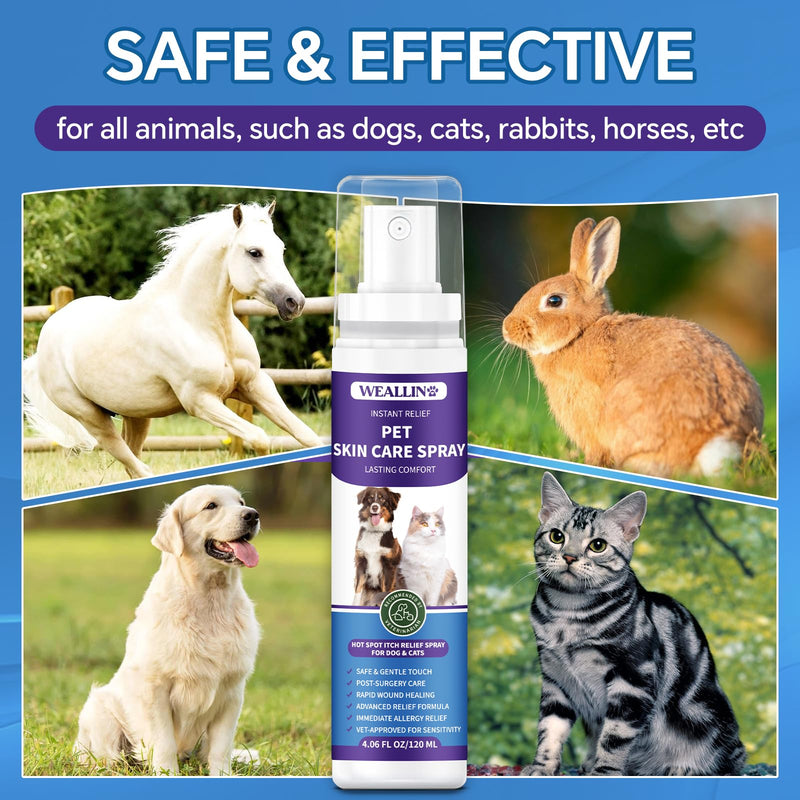 Hot Spot Itch Relief Spray for Dogs & Cats, Hot Spot Treatment for Dogs Itch Relief Spray for Dogs, Pet Treatment Spray for Itchy, Irritated Skin, Allergy, Rashes, Wound Care(4.06 Fl Oz) 4.06 OZ