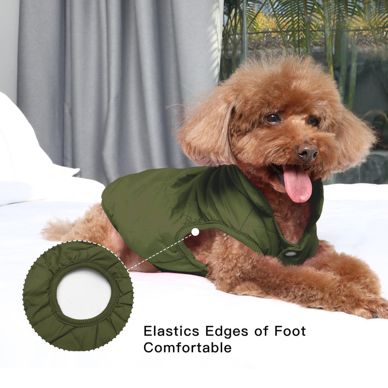 2 Layers Fleece Lined Warm Dog Jacket for Puppy Winter Cold Weather,Soft Windproof Small Dog Coat,Green M Medium (Pack of 1) Green