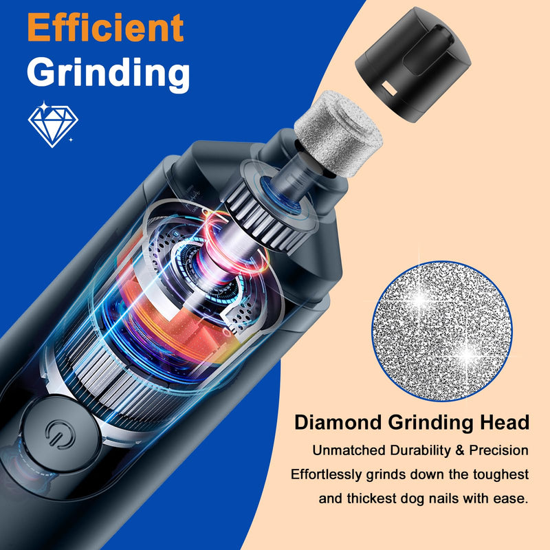 Dog Nail Grinder, Quiet and Low-Vibration Dog Nail Trimmers for Large Dogs, Medium, Small Dogs Cats Pets Blue - PawsPlanet Australia