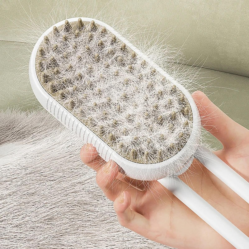 3 in 1 Cat Steam Brush for Shedding, Portable Anti-Static Grooming Comb for Cats & Dogs, Steam Misting Water Brush, Self-Cleaning Pet Hair Remover, Indoor Cat Spray Brushes for Cats & Dogs White - PawsPlanet Australia
