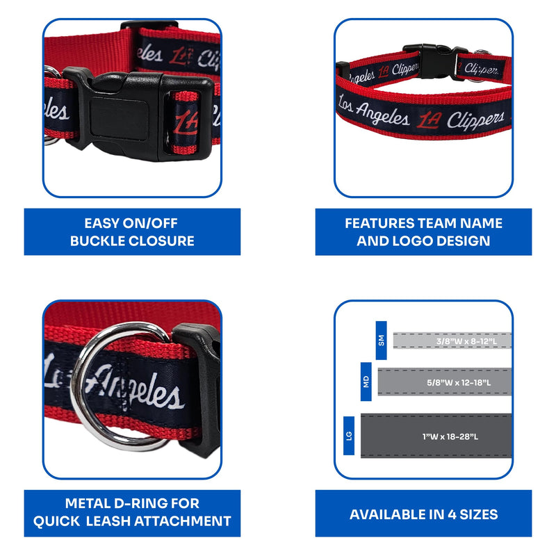 New & Improved Pets First NBA PET Collar Los Angeles Clippers Dog Collar, Size Large Basketball Team Collar for Dogs & Cats. A Shiny & Colorful Dog & Cat Collar Licensed by The NBA