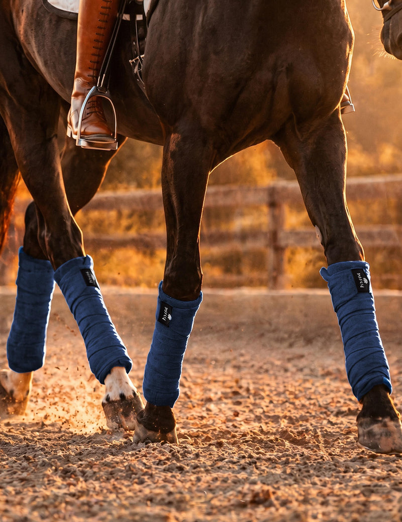 FitsT4 Sports Horse Polo Wraps 3.1m Soft Fleece Equestrian Leg Protection 4 Pack with Package Navy