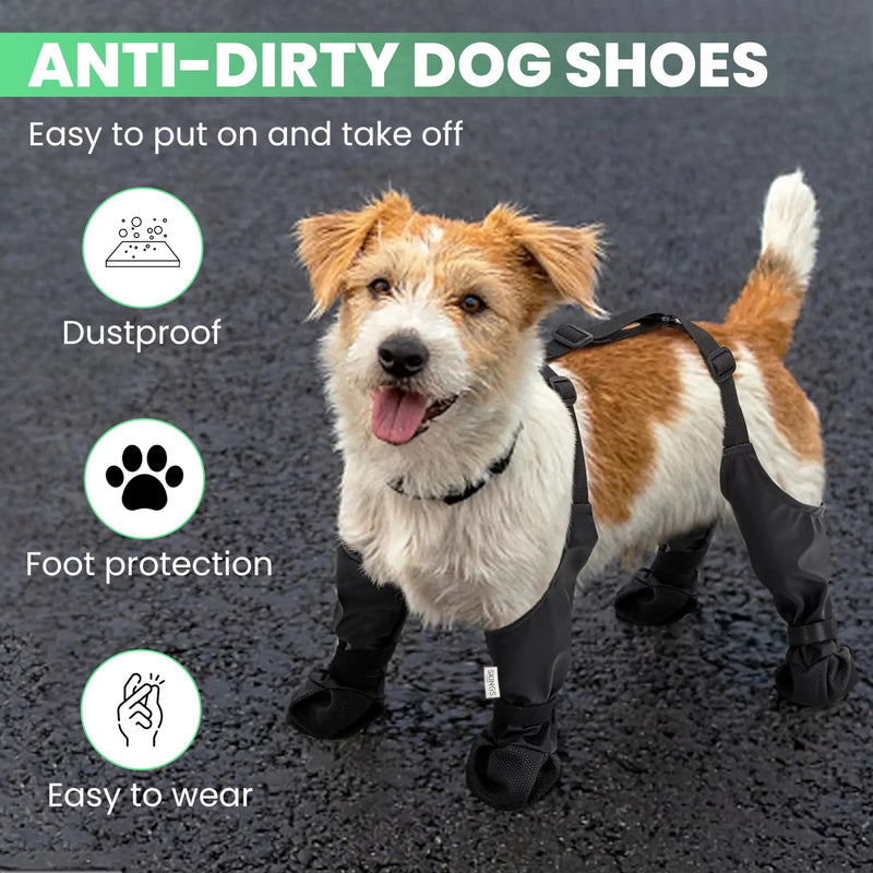 SKINGS Waterproof Dog Boots, Dog Paw Protector for Dogs, Adjustable Pet Shoes for Outdoor Walking Soft Dog Shoes Pets Paws Protector, Black
