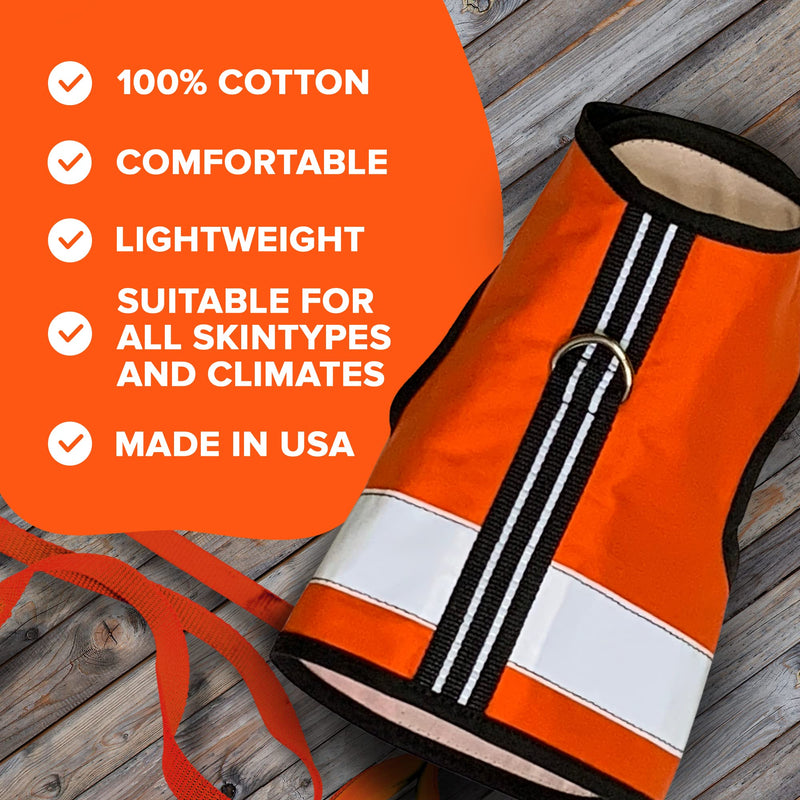 Kitty Holster Reflective Cat Harness, High Visibility Cat Vest for Day and Night - Safe, Breathable and Washable Cotton, Ideal for Walking and Travel, Orange, Small to Small/Medium Outrageous Orange - PawsPlanet Australia