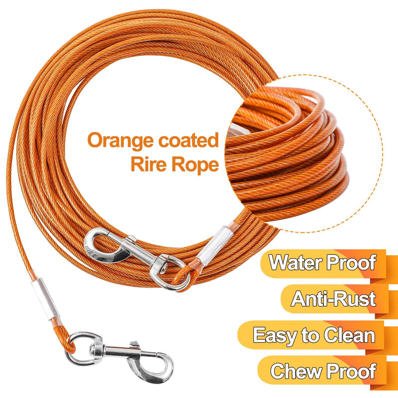 Tie Out Cable for Dogs, 20/30/50/100FT Dog Leads for Yard Chew Proof, Heavy Duty Dog Tie Out Cable for Large Dogs Up to 250lbs, Durable Dog Runner Tether Line for Outdoor, Yard and Camping Orange 120Ibs 20ft - PawsPlanet Australia