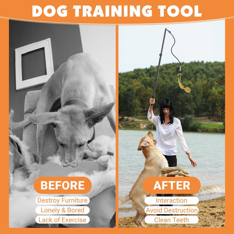 Ycozy Flirt Pole for Dogs, 40.6" - Upgraded Dog Flirt Pole with Detachable Interactive Toys for Chase and Tug of War, Dog Teaser Wand with Chewing Toy for Outdoor Exercise & Training - PawsPlanet Australia