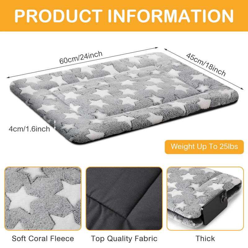 VitalCozy 4 Pcs Dog Crate Pads, Ultra Soft Warm Washable Anti-Slip Kennel Bed Mat for Pets, Reversible, Replaceable, Cozy Cage Liner for Small Medium Large Dogs and Cats(18 x 24 x 1.6 Inch,Gray) 18 x 24 x 1.6 Inch Gray - PawsPlanet Australia