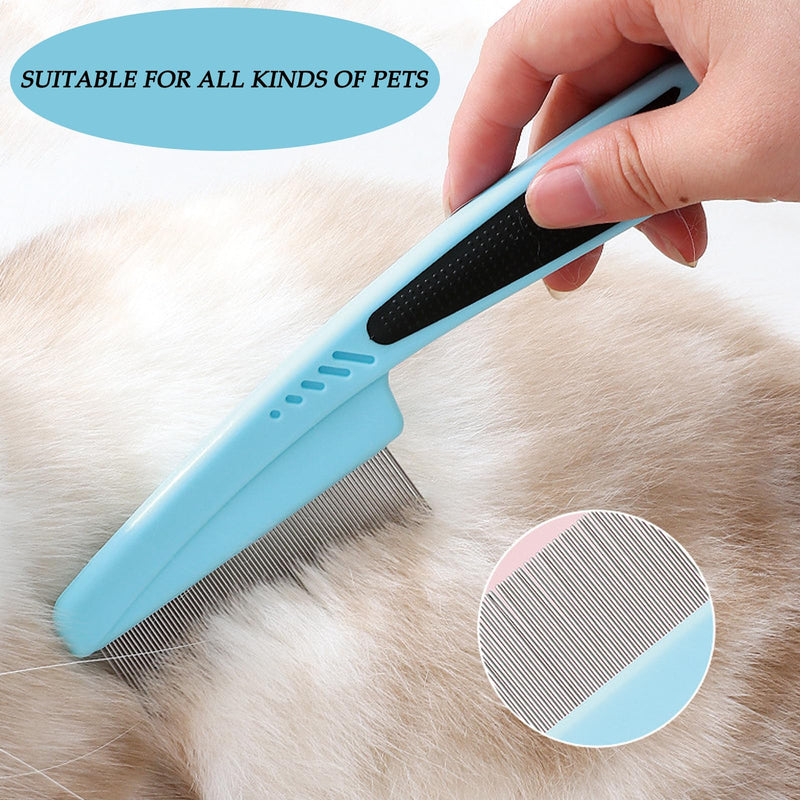 3 Pcs Flea Comb For Cats Dogs Self Cleaning Pet Hair Removal Tool Flea Lice Comb Grooming Brush For Shedding Indoor Kittens With Release Button Long And Short Stainless Steel Metal Teeth. - PawsPlanet Australia