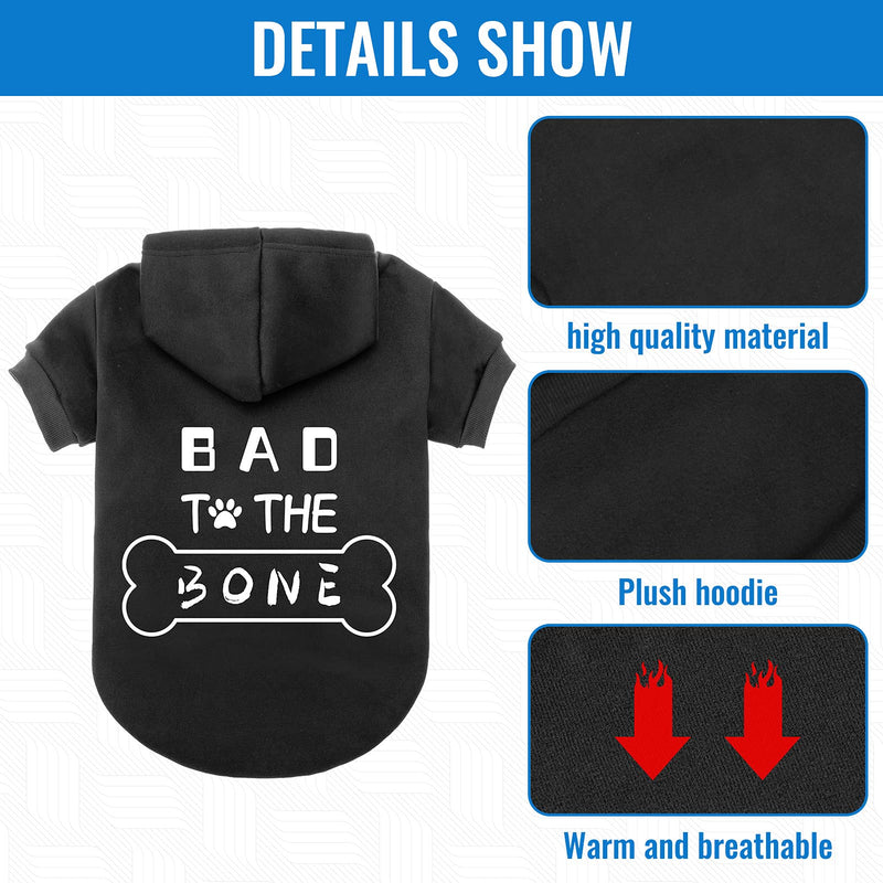 Dog Hoodies Bad The Bone Printed - Cold Protective winter Coats Warm Puppy Pet Dog Clothes Black Color Extra Large X-Large - PawsPlanet Australia