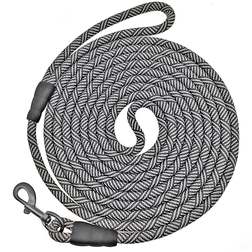 Long Rope Leash 12, 15, 22, 30, 50, 75, 100 ft Check Cord Recall Agility Lead for Large Medium Small Dogs, Great for Dog Training Outdoor, Camping, or Backyard (30 ft Black) 8mm*30ft