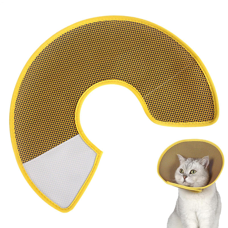 Cat Cone Collar - Adjustable Recovery Collar, Pet Neck Protector | Breathable Woven Cooling Design Soft Comfortable Fit, Ideal for Healing Stop Licking Cats Kitten, multicolored, S, See description