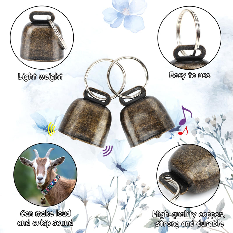 5 Pack Goat Collars with Bells, Horse Sheep Grazing Copper Bells and Adjustable Nylon Collar Set Pet Anti-Lost Loud Bronze Bell for Small Farm Animal Sheep Goat Cow Accessories(Floral) - PawsPlanet Australia