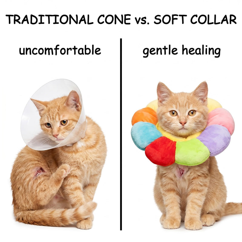 Cat neck brace size S, 1 piece, soft lick protection collar for cats and small dogs, Elizabethan collar, colorful, post-surgery
