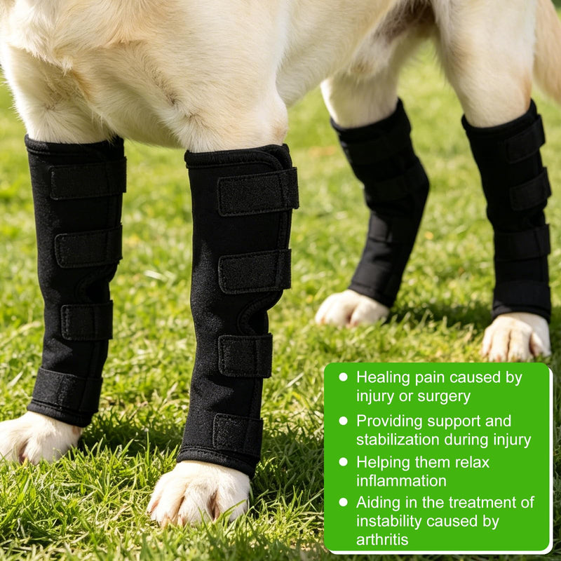 Pack of 2 Dog Ankle Protection Bandage, Ankle Bandage for Dogs, Ankle Bandage for Front and Rear Legs, Prevent Licking, for Wound Healing (Black, L)