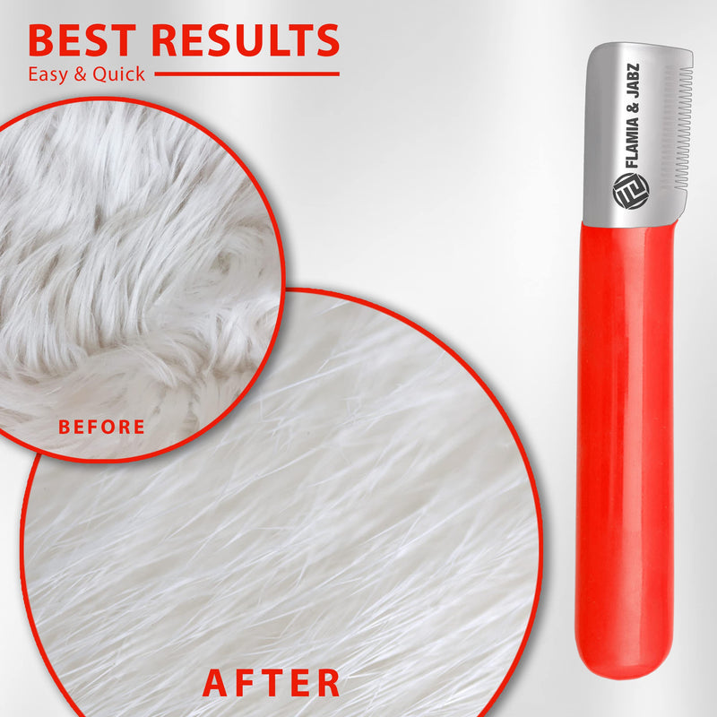 FLAMIA & JABZ Stripping Knife for dogs, Right handed, Stainless Steel with Plastic grip (Fine) Fine - PawsPlanet Australia