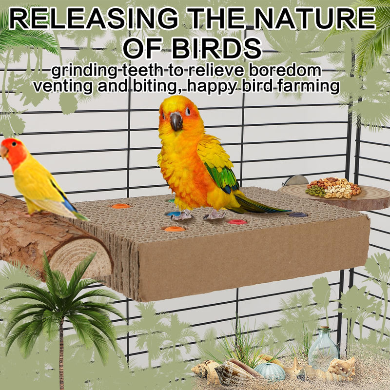 Bird Perch Stand Toy, 2PCS Parrot Cardboard Paw Grinding Platform Parakeet Chew Exercise Toy Cage Accessories Playground for Cockatiel Conure Parrotlet Lovebird Budgies Finches (2PCS Medium) 2PCS Medium - PawsPlanet Australia